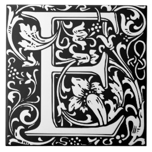 Floral Alphabet Monogramm Letter E Tile Fliese