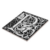 Floral Alphabet Monogramm Letter P Tile Fliese (Seite)