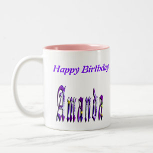 Floral Amanda Girls Name Logo, Zweifarbige Tasse