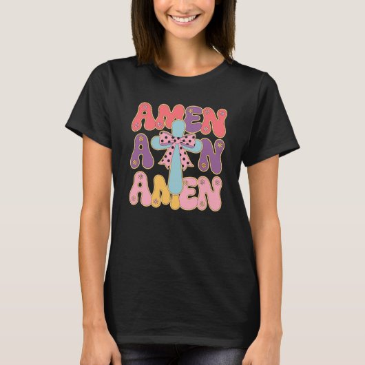 Floral Amen Christian Easter Blessings T-Shirt (Vorderseite)