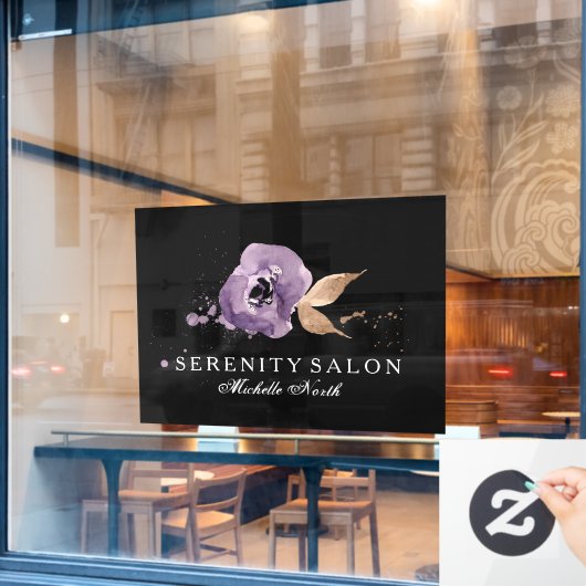 Floral-Amethyst Lila ID294 Fensteraufkleber (Café-Fenster)