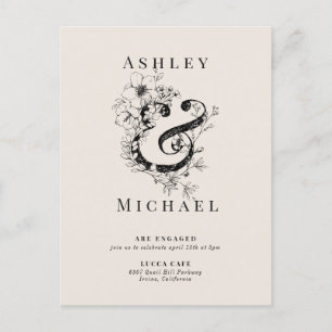 FLORAL AMPERSAND Blush Wedding Party Ankündigungspostkarte