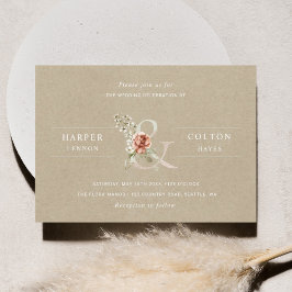 Floral Ampersand Elegant Rustikale Hochzeit Einladung