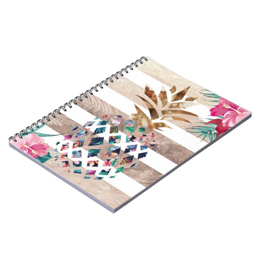 Floral Ananas gestreift Notizblock (Linke Seite)