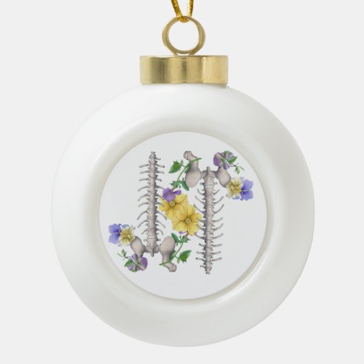 Floral Anatomy - Vertebrae, Hip Bone Keramik Kugel-Ornament (Vorderseite)
