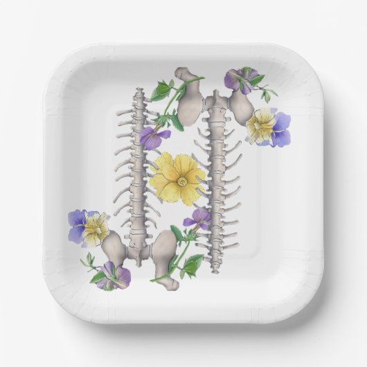 Floral Anatomy - Vertebrae, Hip Bone Pappteller (Vorderseite)