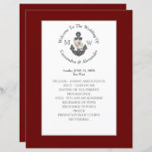 Floral Anchor Nautical Wedding Maroon Red Program (Vorne/Hinten)