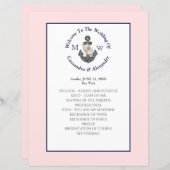 Floral Anchor Nautical Wedding Pink Navy Programm (Vorne/Hinten)