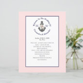 Floral Anchor Nautical Wedding Pink Navy Programm (Stehend Vorderseite)