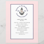 Floral Anchor Nautical Wedding Pink Navy Programm (Vorderseite)