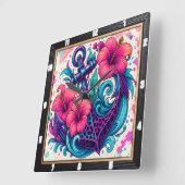 Floral Anchor Tropical Vibes Quadratische Wanduhr (Winkel)