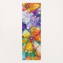 Floral and Bubbles Alcohol Ink Abstract Yogamatte