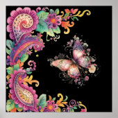 Floral and Butterfly Paisley Poster (Vorne)