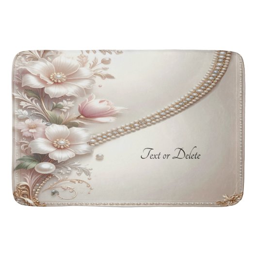 Floral and Pearl Embellishments Bath Mat Badematte (Vorderseite)