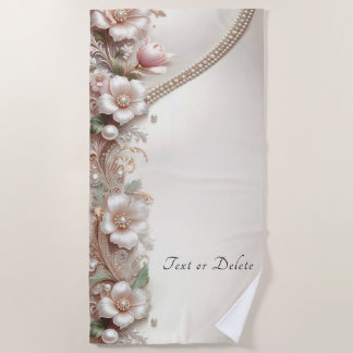 Floral and Pearl Embellishments Beach Towel Strandtuch
