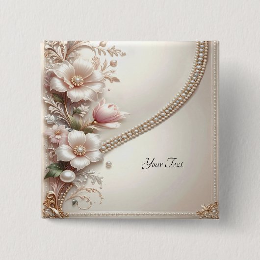 Floral and Pearl Embellishments Button (Vorderseite)