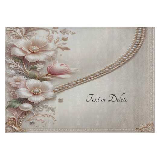 Floral and Pearl Embellishments Cutting Board Schneidebrett (Vorderseite)