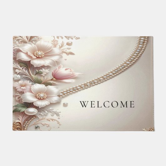 Floral and Pearl Embellishments Doormat Fußmatte (Vorderseite)