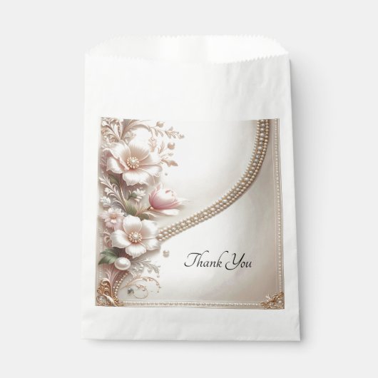 Floral and Pearl Embellishments Favor Bag Geschenktütchen (Vorderseite)