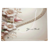 Floral and Pearl Embellishments Gift Bag Große Geschenktüte (Vorderseite)