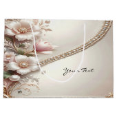 Floral and Pearl Embellishments Gift Bag Große Geschenktüte (Rückseite)