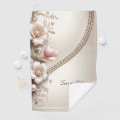 Floral and Pearl Embellishments Golf Towel Golfhandtuch (Insitu)