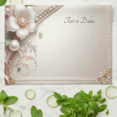 Floral and Pearl Embellishments Kitchen Towel Geschirrtuch (Gefaltet)