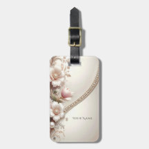 Floral and Pearl Embellishments Luggage Tag
