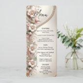 Floral and Pearl Embellishments Menu Menükarte (Stehend Vorderseite)