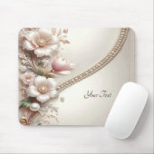 Floral and Pearl Embellishments Mousepad (Mit Mouse)