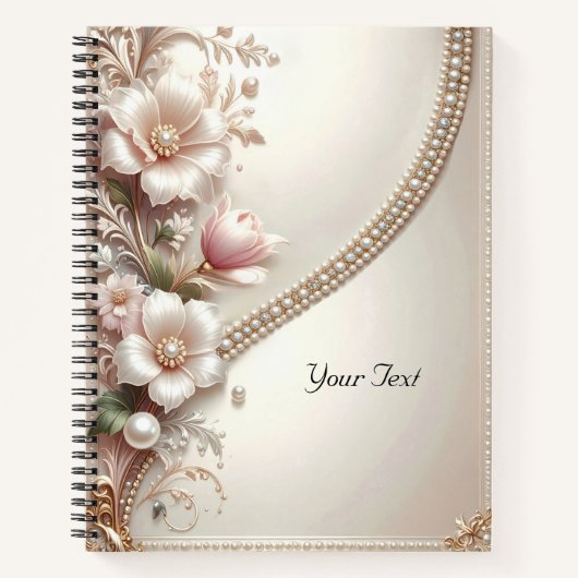 Floral and Pearl Embellishments Notebook Notizblock (Vorderseite)
