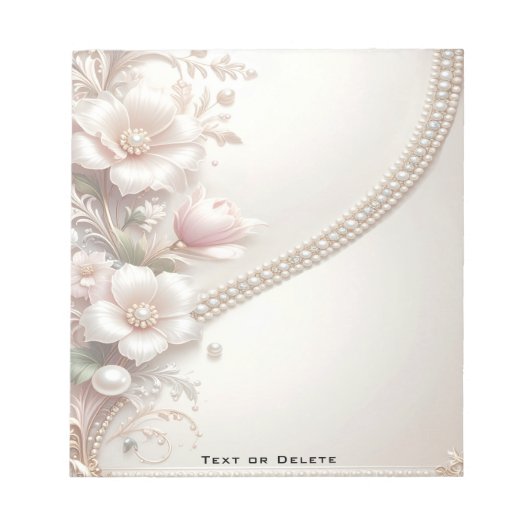 Floral and Pearl Embellishments Notepad Notizblock (Vorderseite)