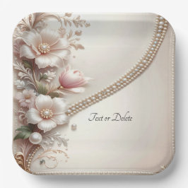 Floral and Pearl Embellishments Paper Plate Pappteller