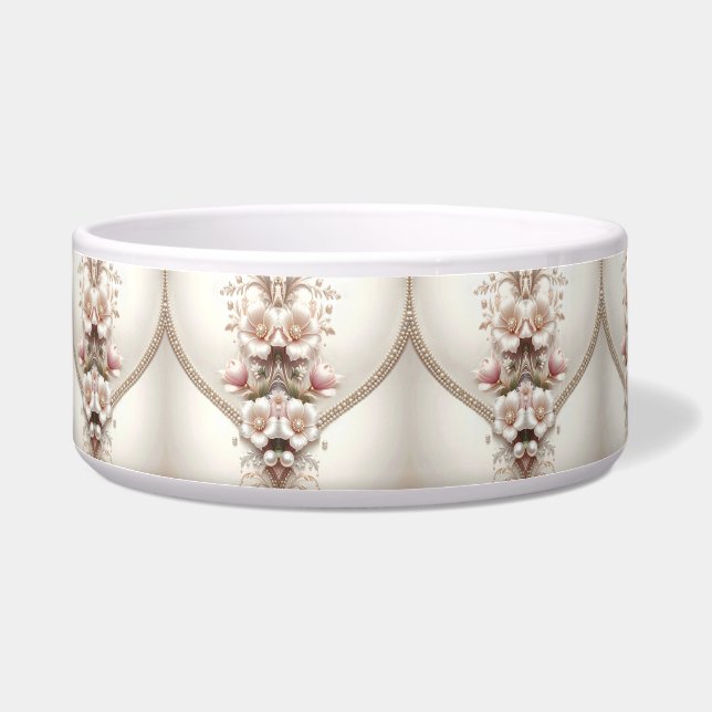 Floral and Pearl Embellishments Pet Bowl Napf (Links)