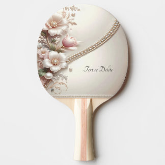 Floral and Pearl Embellishments Ping Pong Paddle Tischtennis Schläger