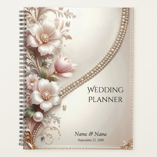 Floral and Pearl Embellishments Planner Planer (Vorderseite)