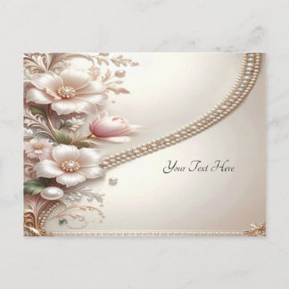 Floral and Pearl Embellishments Postcard Postkarte