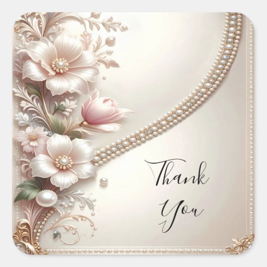 Floral and Pearl Embellishments Sticker (Vorderseite)