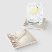 Floral and Pearl Embellishments Stone Coaster Steinuntersetzer (Seitenansicht)