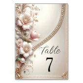 Floral and Pearl Embellishments Table Number Tischnummer (Rückseite)