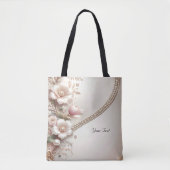 Floral and Pearl Embellishments Tote Bag Tasche (Vorderseite)