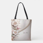 Floral and Pearl Embellishments Tote Bag Tasche (Rückseite)
