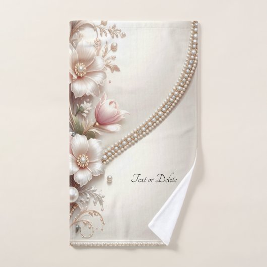 Floral and Pearl Embellishments Towel Set (Handtuch)