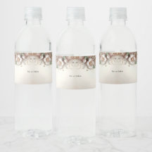 Floral and Pearl Embellishments Water Bottle Label