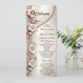 Floral and Pearl Embellishments Wedding Programm (Stehend Vorderseite)