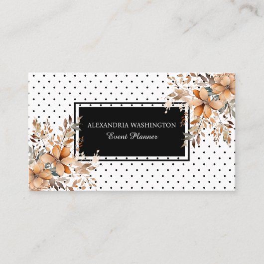 Floral and Polka Dot with QR Code Visitenkarte (Vorderseite)