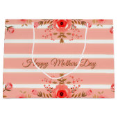 Floral And Stripe Mothers Day Elegant Große Geschenktüte (Vorderseite)