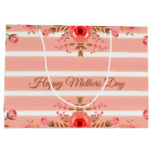Floral And Stripe Mothers Day Elegant Große Geschenktüte (Rückseite)