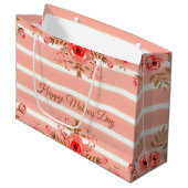Floral And Stripe Mothers Day Elegant Große Geschenktüte (Vorderseite Schrägansicht)