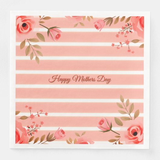 Floral And Stripe Mothers Day Fancy Serviette (Vorderseite)